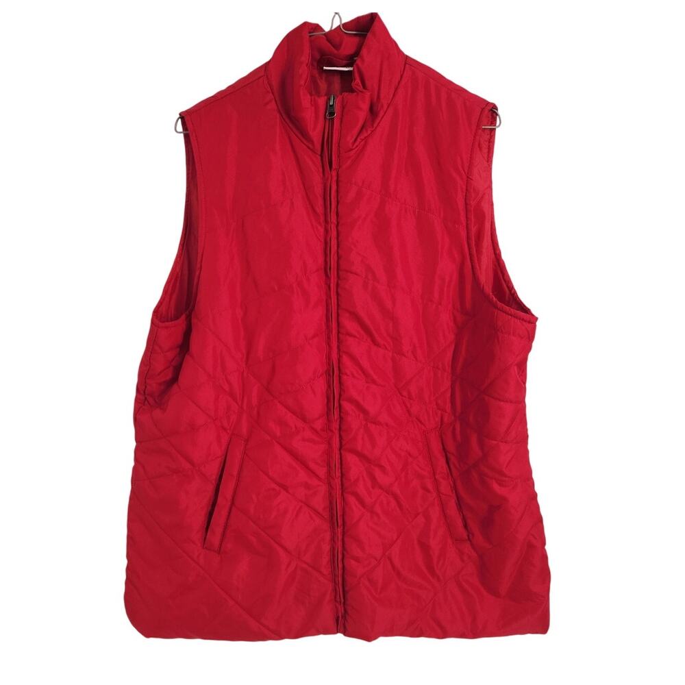 Kim Rogers Red Full Zip Quilted Vest Womens Size Large L